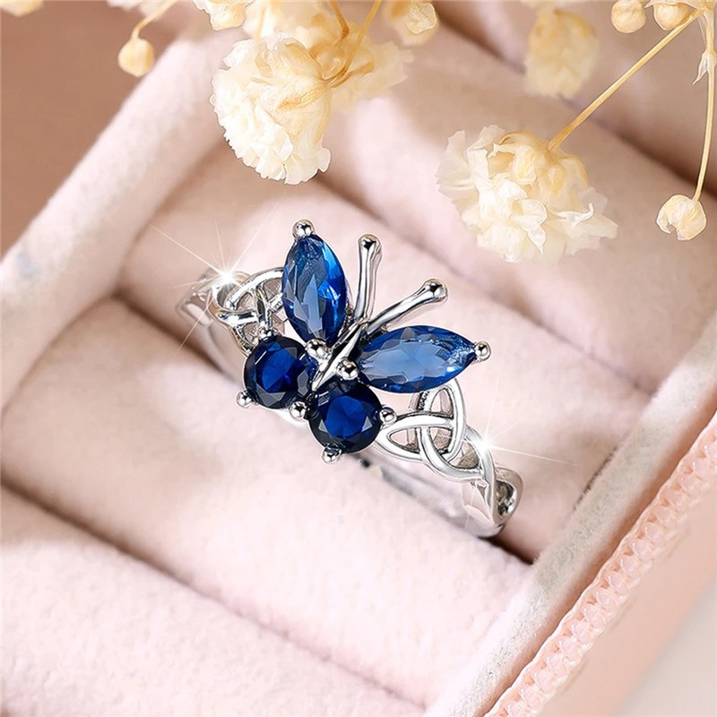 Bague Papillon Bleu Éclat d'Azur - Bijou Élégant & Unique
