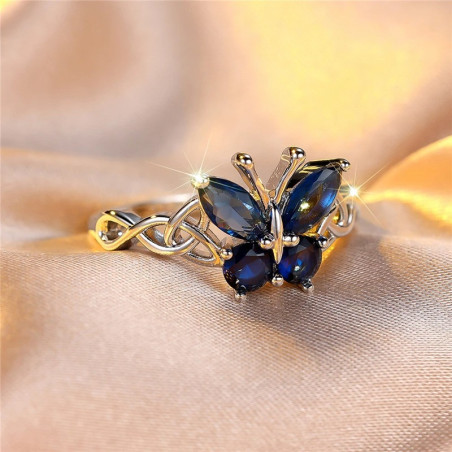 Bague Papillon Bleu Éclat d'Azur - Bijou Élégant & Unique