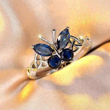 Bague Papillon Bleu Éclat d'Azur - Bijou Élégant & Unique