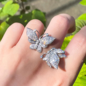 Bague Duo de Papillons Étincelants