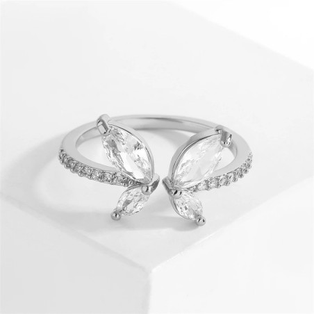 Bague Papillon Élégante & Ajustable | Bijou Cristal Femme