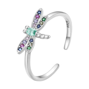 Bague Libellule Mystique Arc-en-ciel en Argent 925 | 1001abeilles