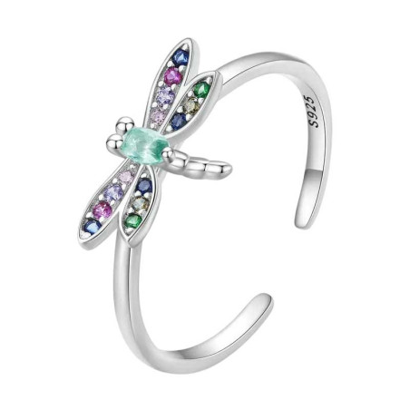 Bague Libellule Mystique Arc-en-ciel en Argent 925 | 1001abeilles