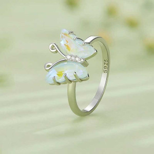 Bague Papillon Argent 'Aile d'Opale'