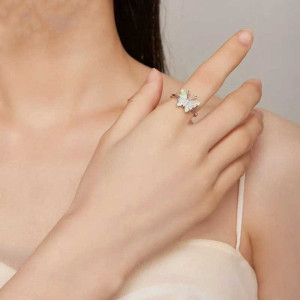 Cute Opal Wing Butterfly Ring | 925 Sterling Silver Jewelry