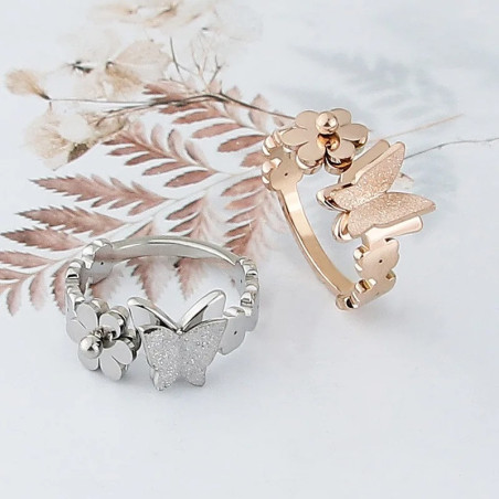 Bague Papillon “Douceur Florale” : Élégance Fine en Or, Argent ou Or Rose !