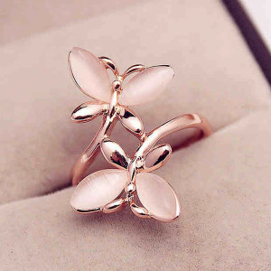Rosy Glow Butterfly Ring - Elegant & Feminine Jewelry