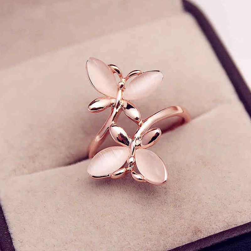 Bague Papillon 'Douceur Rosée'