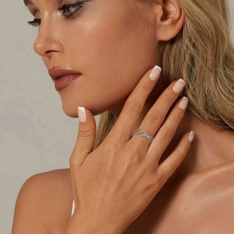 Bague Papillon Argent 'Vol Azur' Argent Sterling 925