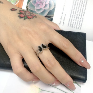 Bague Papillon 'Nocturne Élégante' - Couleur Argent