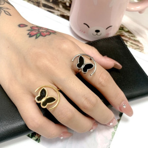 Bague Papillon 'Lune Mystique' - Couleur Or et Argent