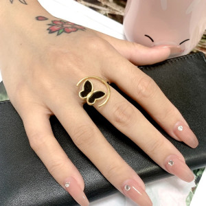 Bague Papillon 'Lune Mystique' - Couleur Or