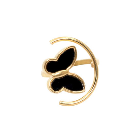 Bague Papillon Lune Mystique | Acier Inoxydable Doré & Argenté