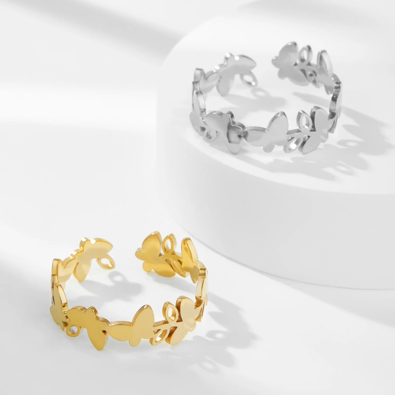 Bague Papillon 'Danse Aérienne' - Couleur Or et Argent