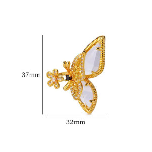Cute Golden Butterfly Ring | Adjustable Crystal Women's Jewelry