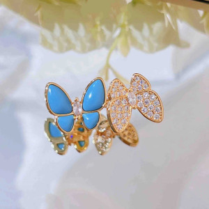 Sparkling Azure Butterfly Ring | Unique Gift for Her