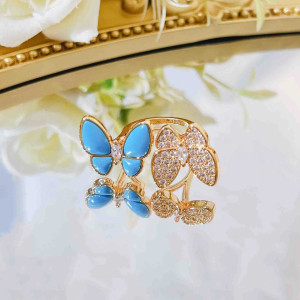 Bague Duo Papillons Azur Scintillant | Cadeau Idéal Femme