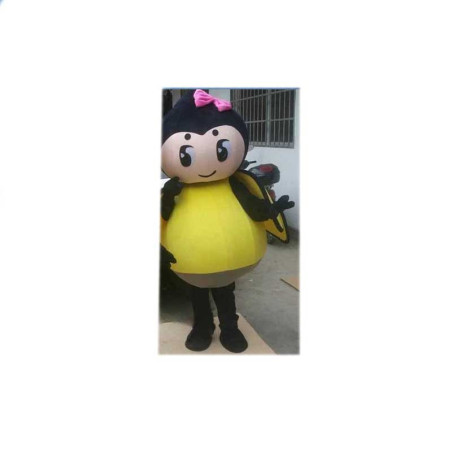 Déguisement de mascotte abeille avec noeud rose !