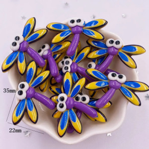 Cute Smiling Dragonfly Figurines - Resin Decor (Set of 10)