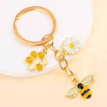 Porte-Clés Abeille Jardin Ensoleillé : Bijou Floral et Printanier