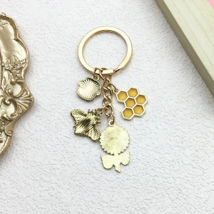 Porte-clés Abeille & Tournesol Doré | Cadeau Nature Original