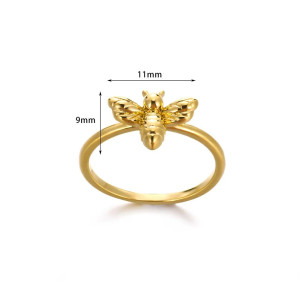 Mignonne petite bague abeille en laiton couleur or rose ou argent