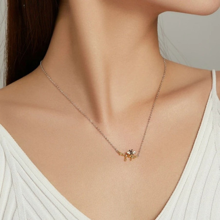 Collier Abeille en Argent Sterling 925 avec boucles d'oreilles abeille en émail authentique !