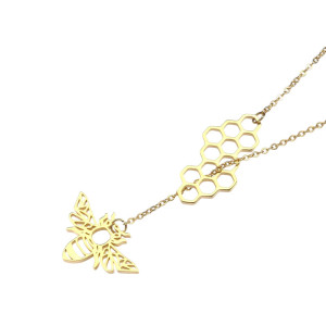 Cute Honeycomb Bee Necklace | Unique Gift for Women | 1001Bees