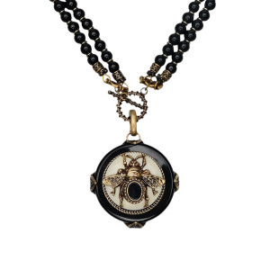 Collier Abeille Vintage Majesté Nocturne en Agate Naturelle