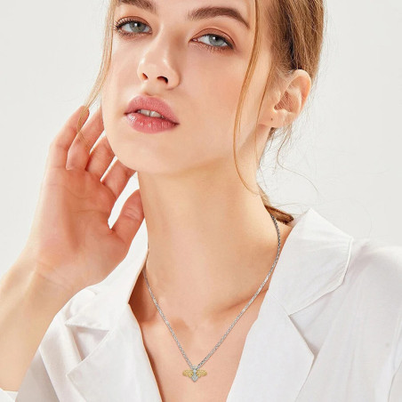vue portée du Collier Abeille 'Éclat Impérial' en Argent Sterling 925