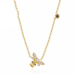 Sparkling Bee Necklace | Rose Gold Plated Silver Jewelry