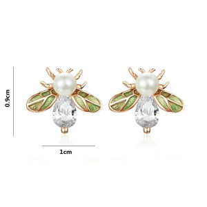 Vintage Pearl & Crystal Bee Earrings | Cute Bee Jewelry Gift