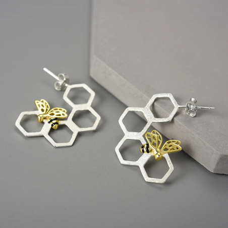 Bienen-Ohrringe 'Goldener Bienenstock' | 925 Silber Schmuck