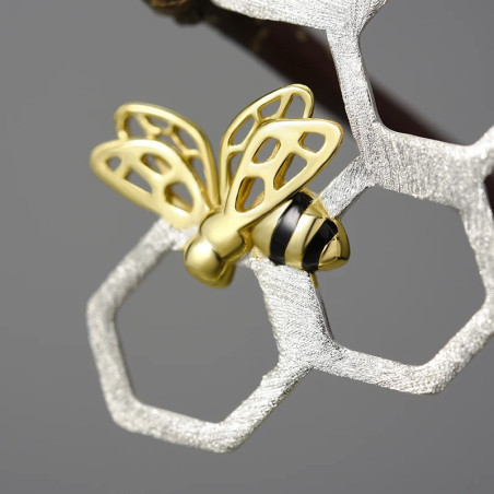 Golden Hive Bee Earrings | 925 Sterling Silver Jewelry Gift