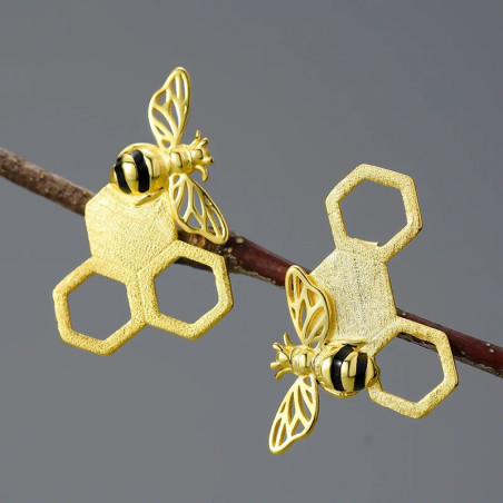 Pendientes Abeja 'Tesoro de la Colmena' en Plata de Ley 925
