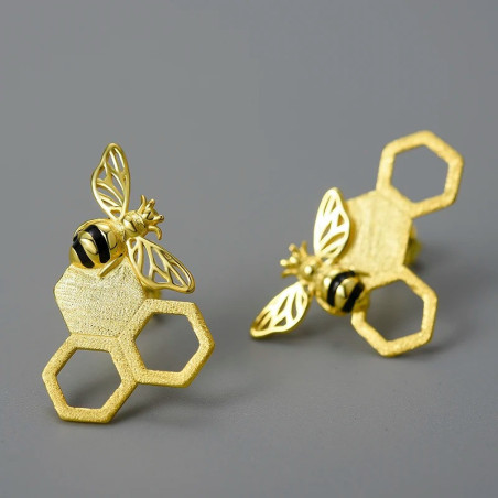 Pendientes Abeja 'Tesoro de la Colmena' en Plata de Ley 925