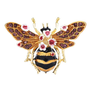 Magnifique Broche abeille dorée en fleurs