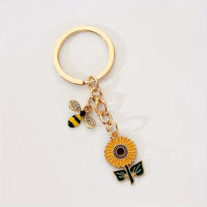 Porte-clés abeille Mignone petite abeille et Fleur de tournesol
