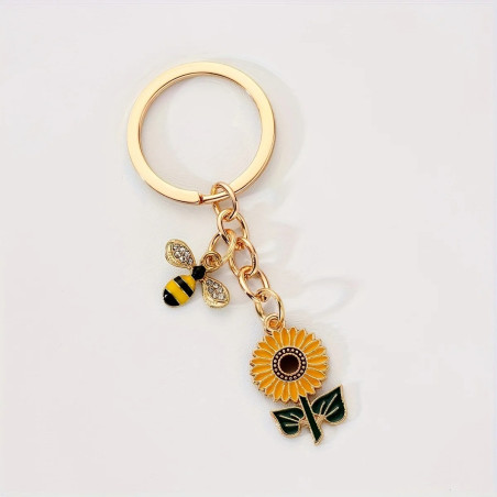 Porte-clés abeille Mignone petite abeille et Fleur de tournesol