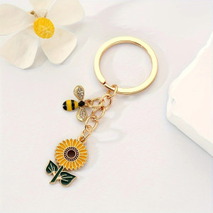 Porte-clés abeille Mignone petite abeille et Fleur de tournesol