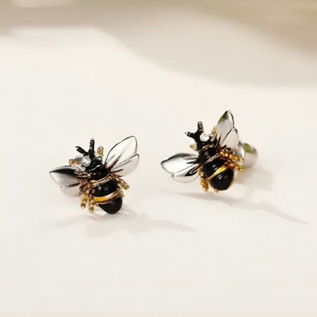 Magnifiques Boucles d'Oreille Abeille Grandes Abeilles Strass