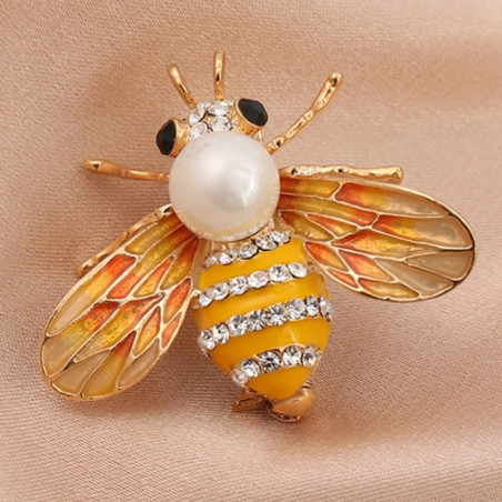 Broche Abeille Impériale Perle Dorée