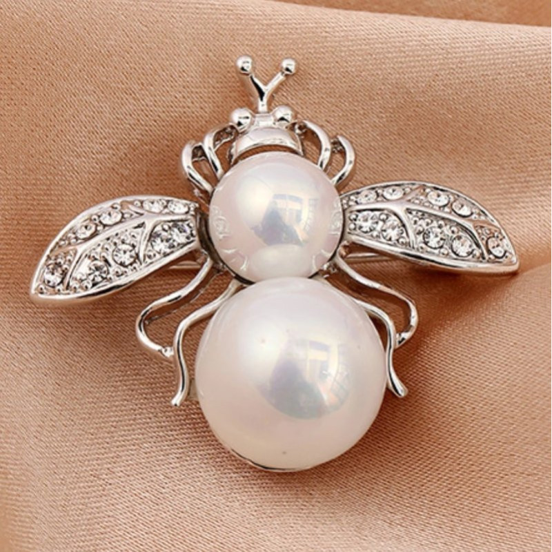 Broche Abeille Majesté Perle d'Argent