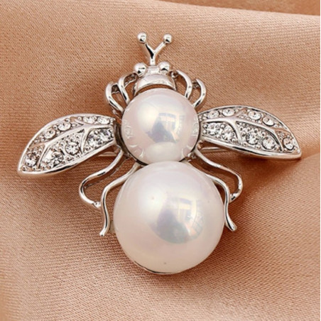 Broche Abeille Majesté Perle d'Argent