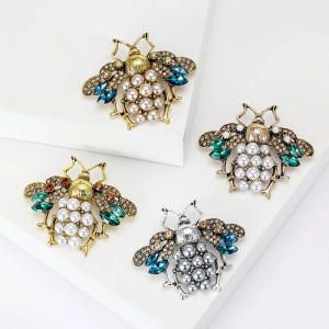 Broche Abeille Royale Perles et Strass - 4 couleurs au choix !