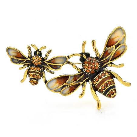 Imperial Duo Bee Brooch | Unique Bee Pin Jewelry for Women