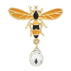 Broche Abeille Goutte de Cristal | Bijou Élégant pour Femme