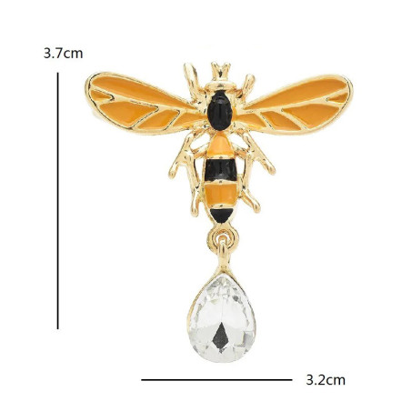 Broche Abeille Goutte de Cristal | Bijou Élégant pour Femme