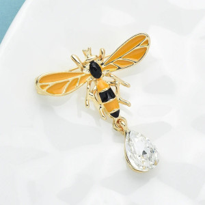 Crystal Drop Bee Brooch | Elegant Bee Pin Jewelry Gift