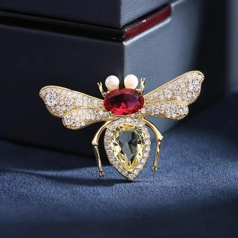 Royal Prestige Bee Brooch | Elegant Crystal Bee Pin Jewelry